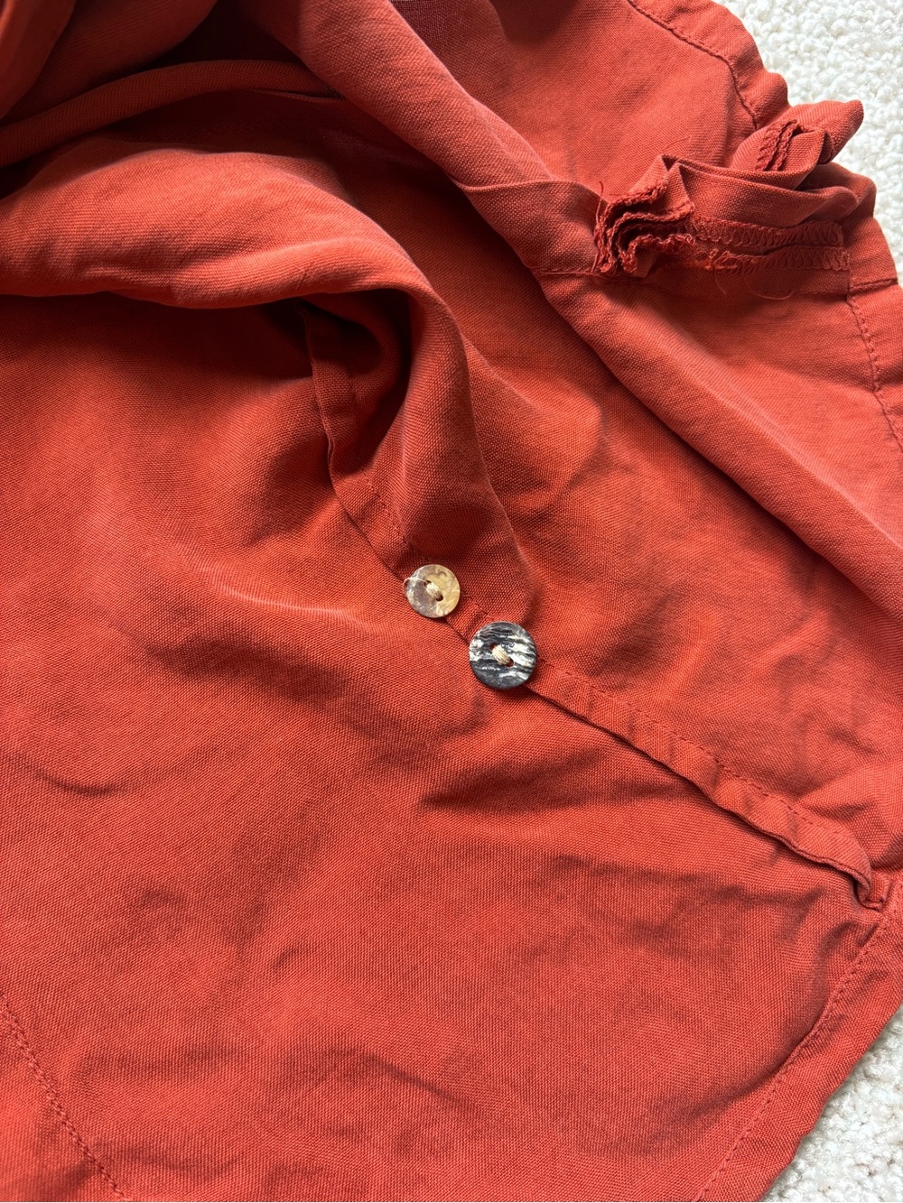 Amanda Smith 100% Silk Burnt Orange Short Sleeve Button-Front Shirt - Picture 14 of 14